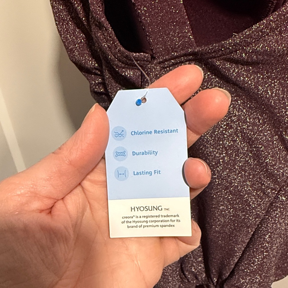 Lands End Tugless Shine X-Back One Piece Swimsuit Purple NWT Size 12 Petite - Picture 10 of 10